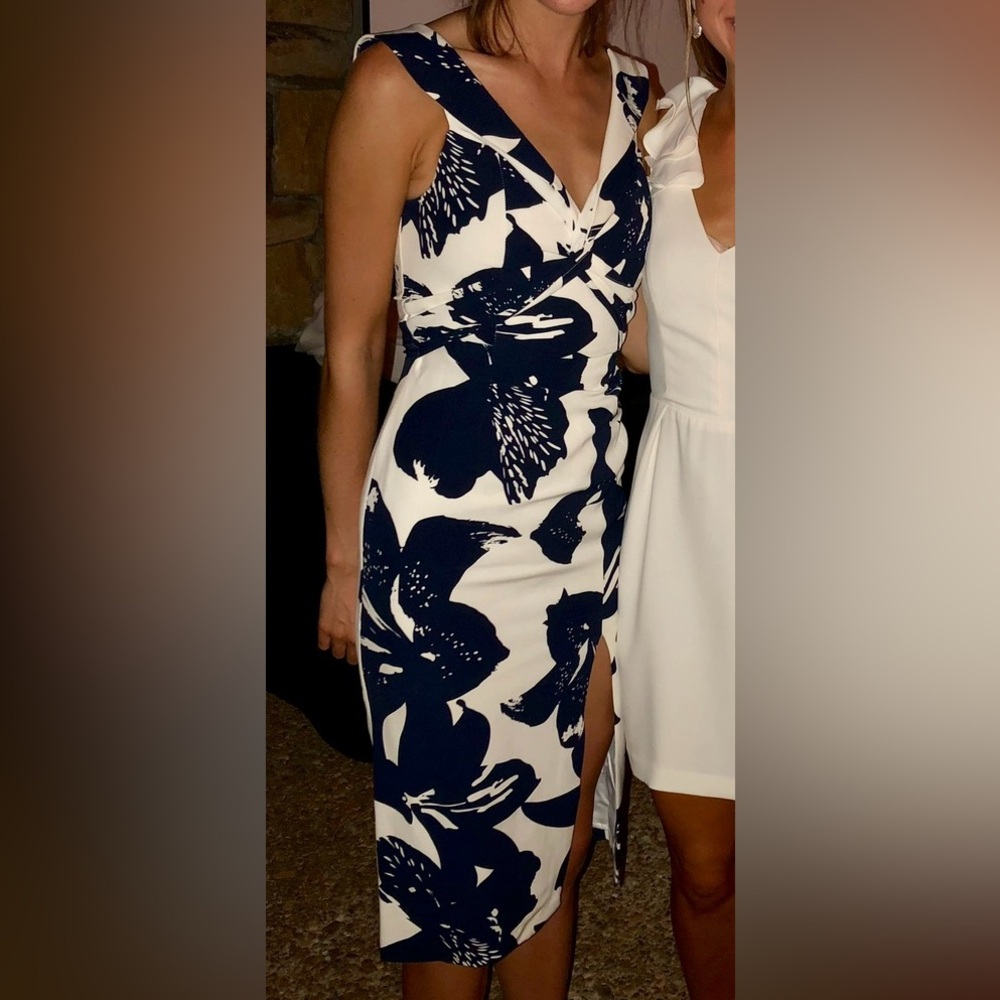 Bardot Navy and White Floral Dress